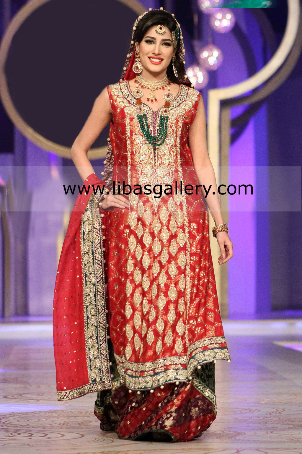 Bridal Sharara Wedding Dresses Collection 2013 by Pakistani Designer Sana Abbas Bridal Lehenga Sharara Gharara 2013 Designs at Bridal Couture Week Los Angeles CA USA
