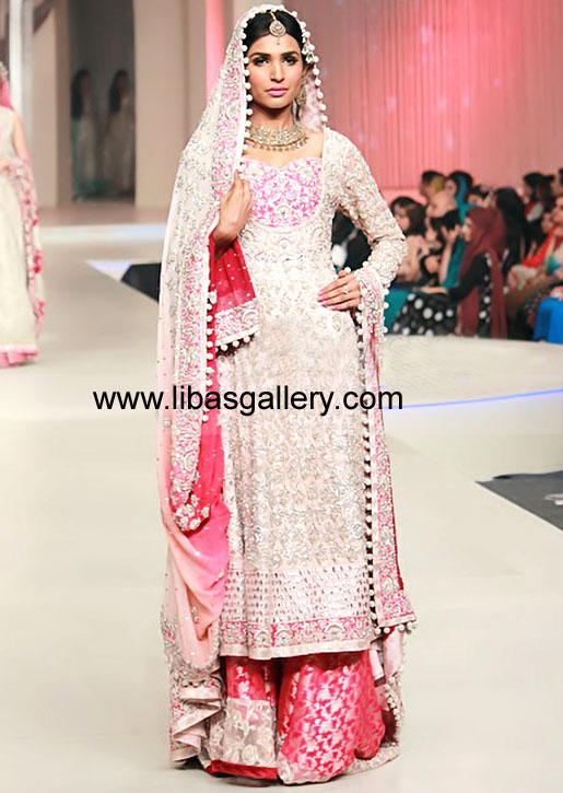Pink Caprino Bridal Lehenga Dress For Wedding