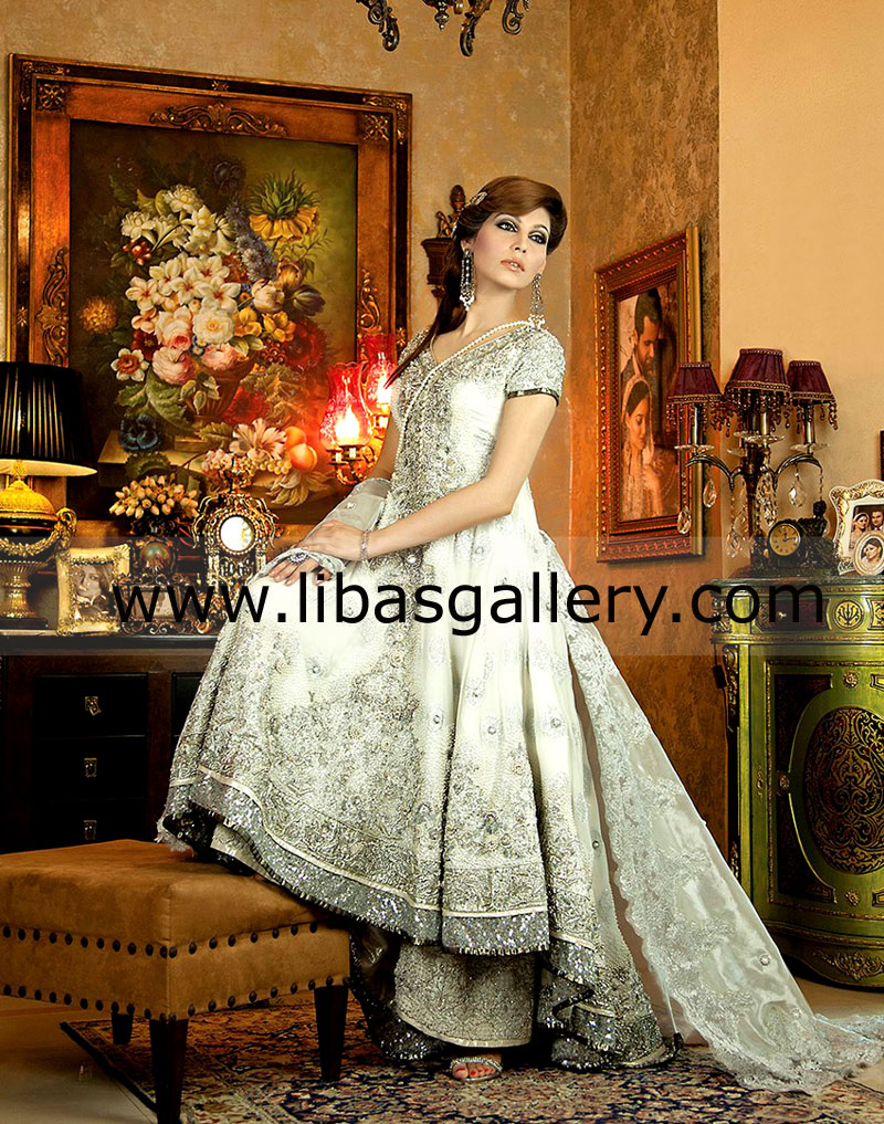 Bridal Wear White Bridal Sharara Designs 2013, 2014 Buy Online in New York, Bridal Lehenga Designs 2013, 2014 Buy Online in Los Angeles, Bridal Lehenga Designs 2013, 2014 Buy Online in USA, UK