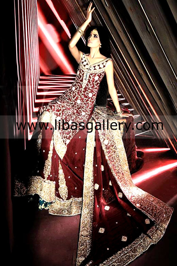 UP Maroon Chesa Bridal Wear 2014