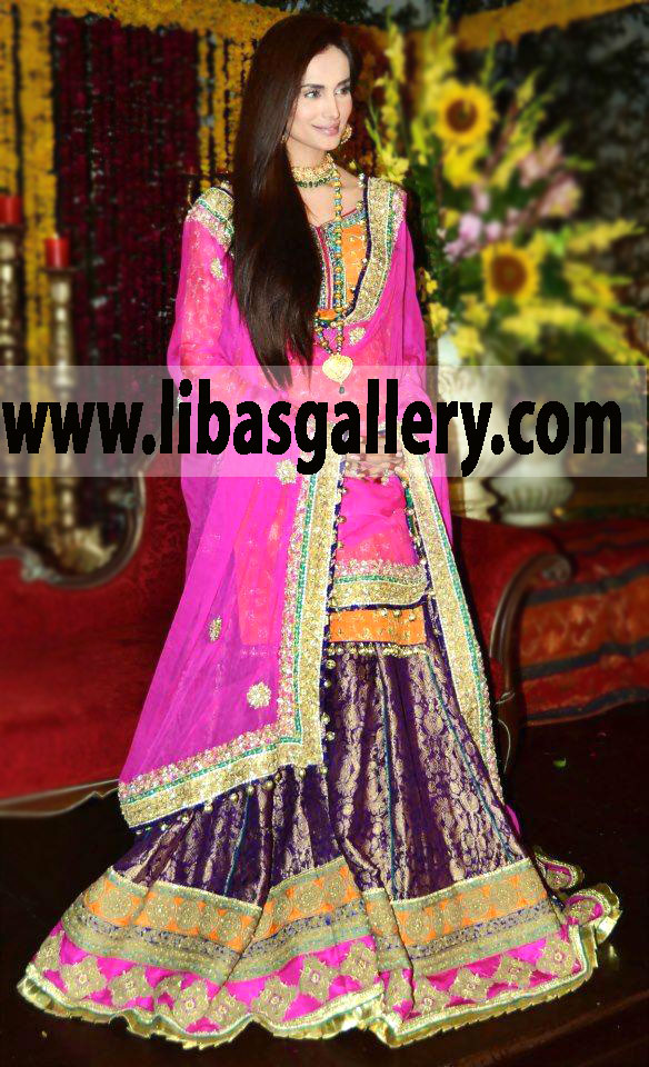 Embellished bridal Dress with bridal lehenga and bridal dupatta