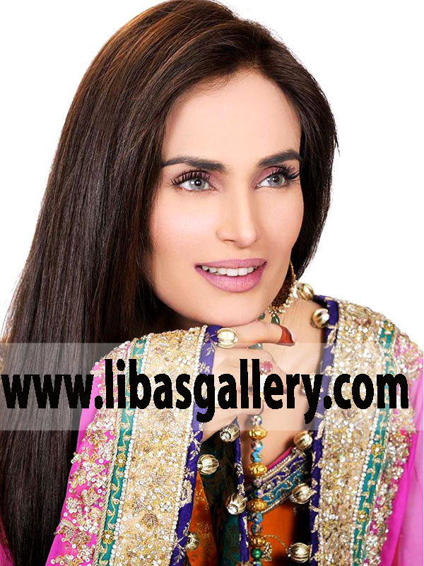 Embellished bridal Dress with bridal lehenga and bridal dupatta