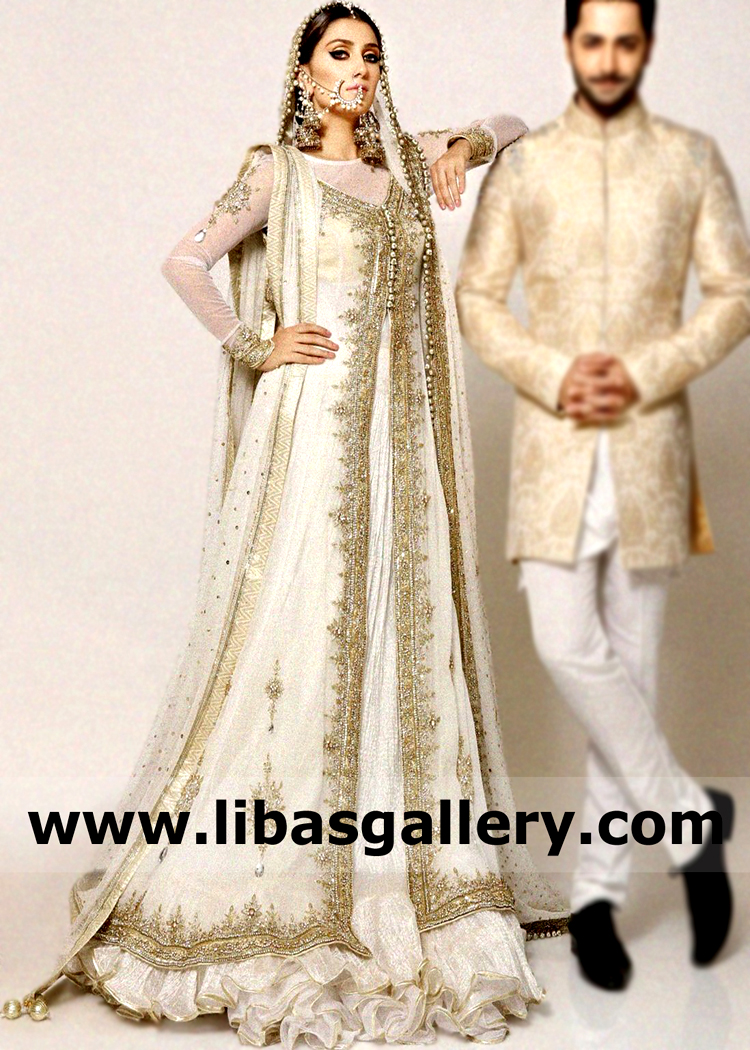 Unique Off White Spirea Gown