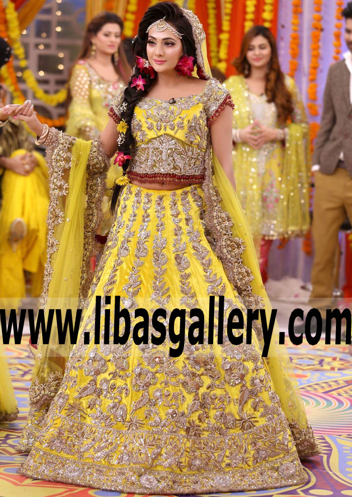 Stunning Golden yellow Arum Bridal Lehenga