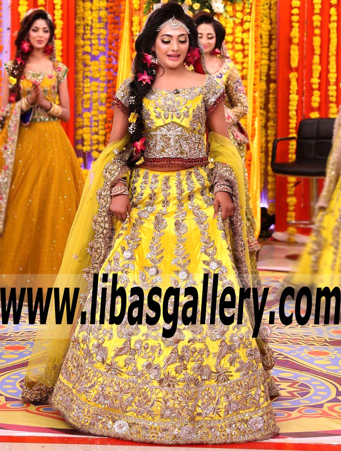 Stunning Golden yellow Arum Bridal Lehenga