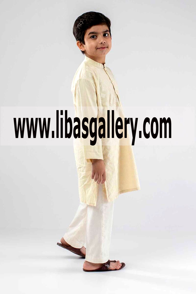 Off White Cotton Kurta for Smile boys 