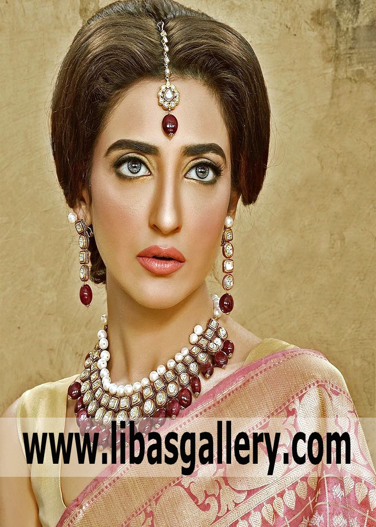 Handsome Glossy Stones Ruby Jewellery Set
