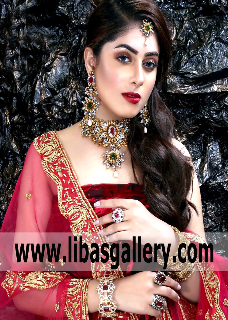 Silver Gold Choker Jewellery Set for Nikah