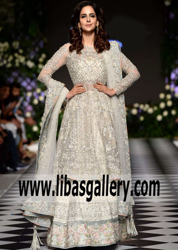 Asian Bridal Wear Saira Shakira Saihat Al Qatif Saudi Arabia Bridal Anarkali Lehenga for Reception