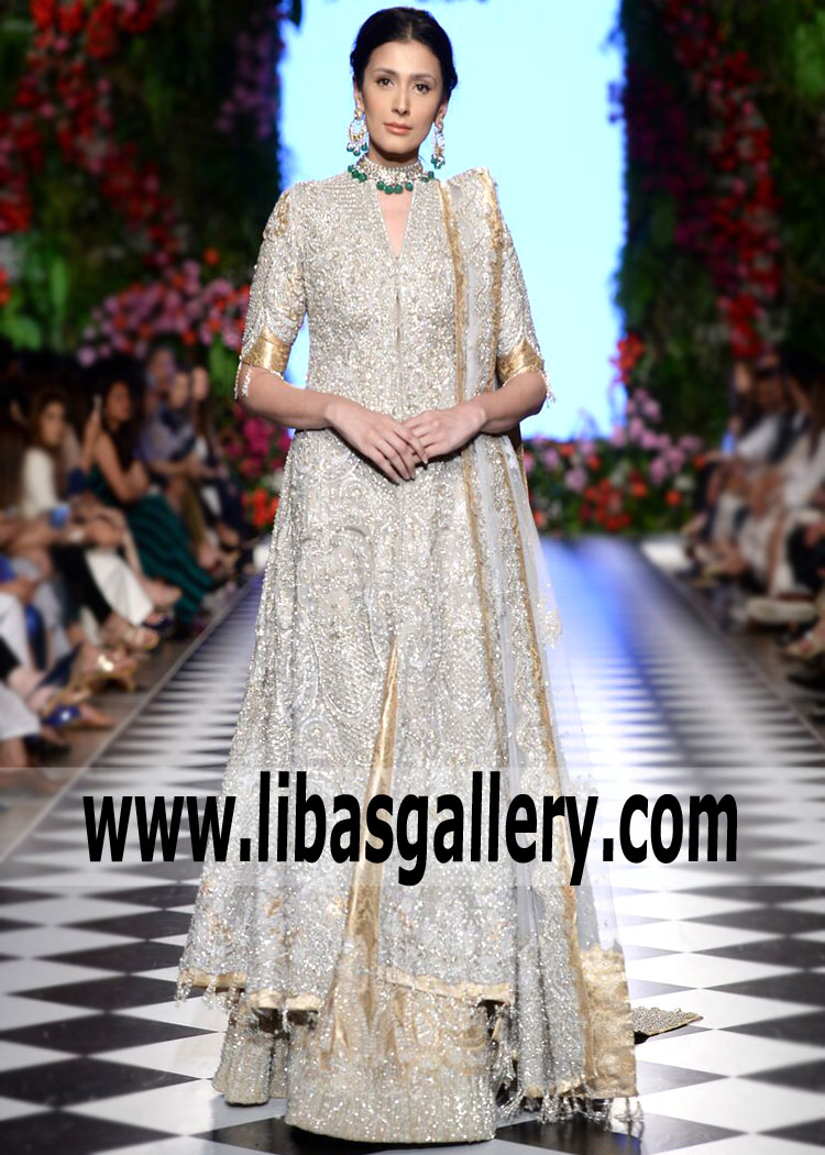 Latest Gown Dresses for Wedding Events Faraz Manan Sharara Dress for Family Wedding Events