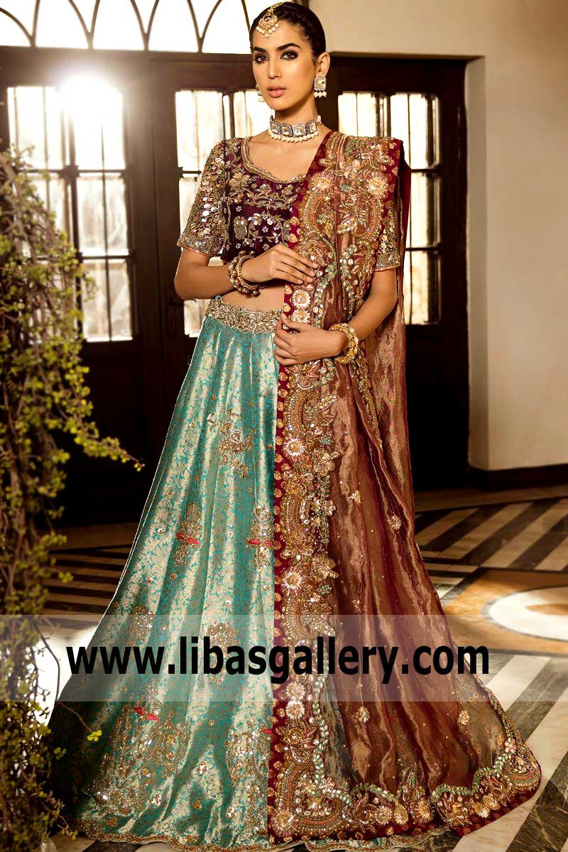 Dazzling Aquamarine Bridal Lehenga for Reception and Special Occasions