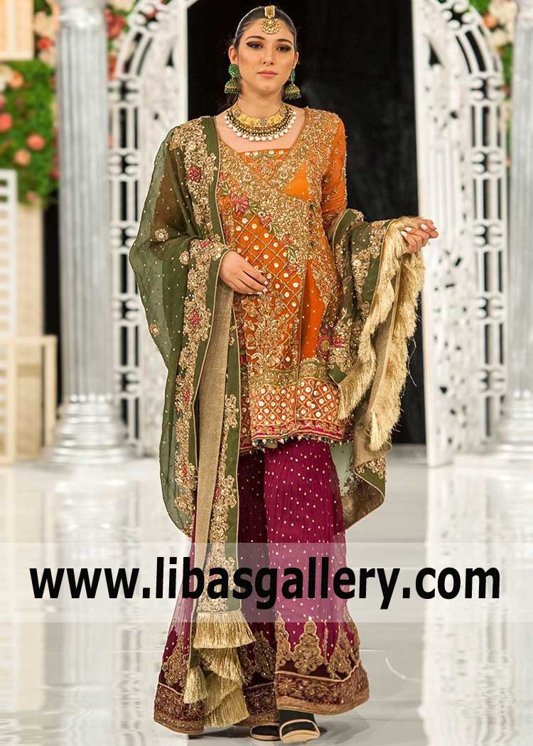 Best 2020 Pakistani Bridal Wear Dealer Miami FL | Designer Aisha Imran Bridal Angrakha Designs with price in the United States