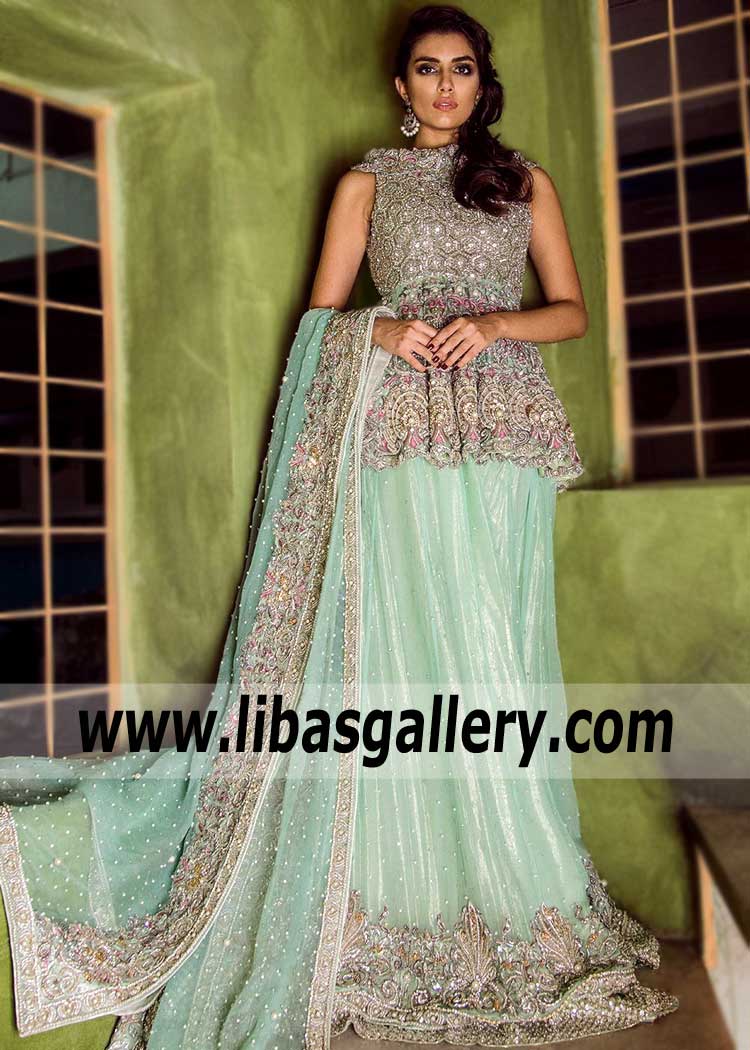 Latest Peplum Bridal Dresses with Embellished Lehengas