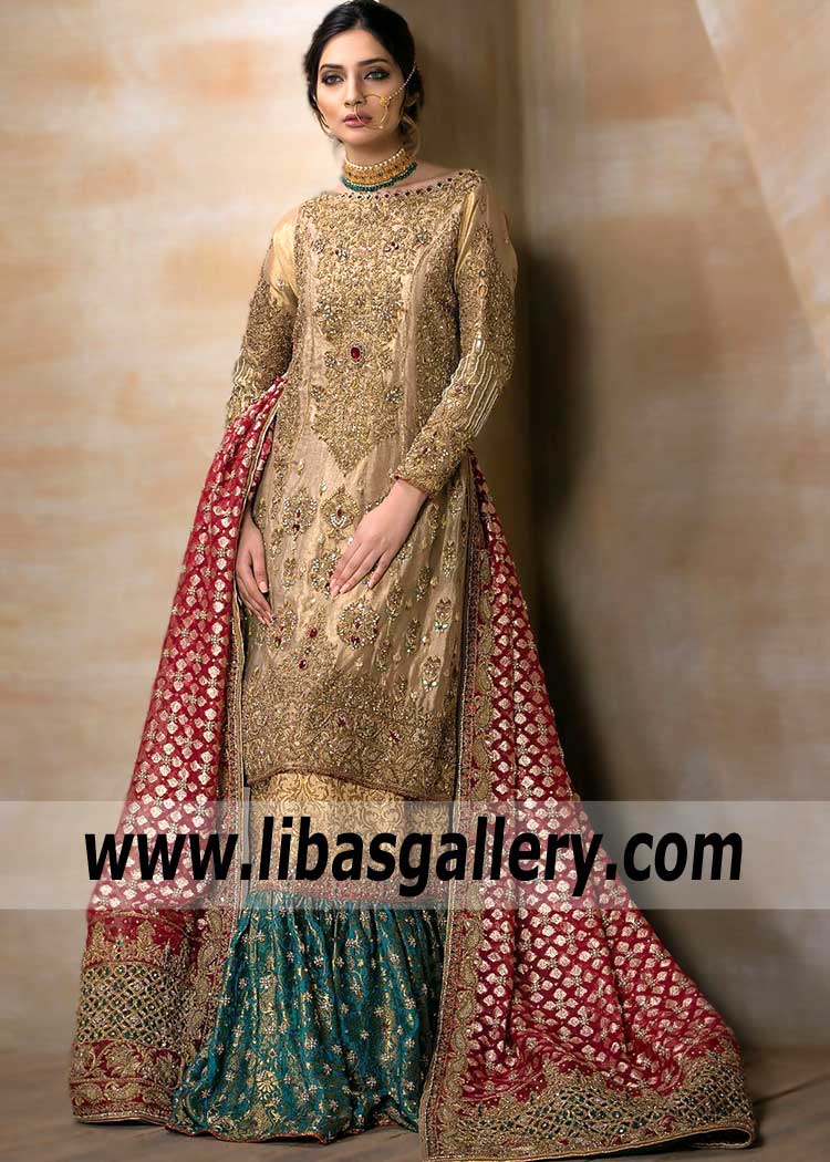Pakistani Bridal Dresses Bridal Gharara Collection Matawan New Jersey USA Designer Bridal Collection
