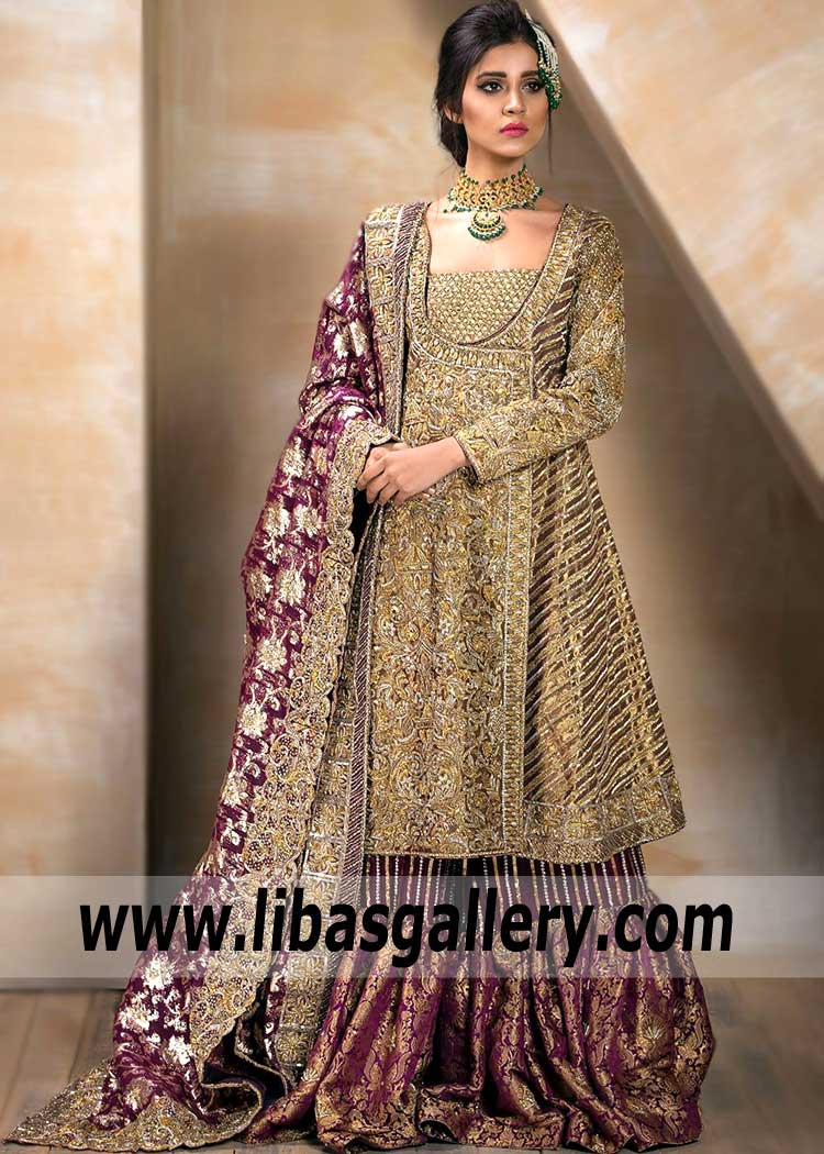 Indian Pakistani Bridal Angrakha Lajwanti Bridal Gharara Collection Hialeah Florida USA
