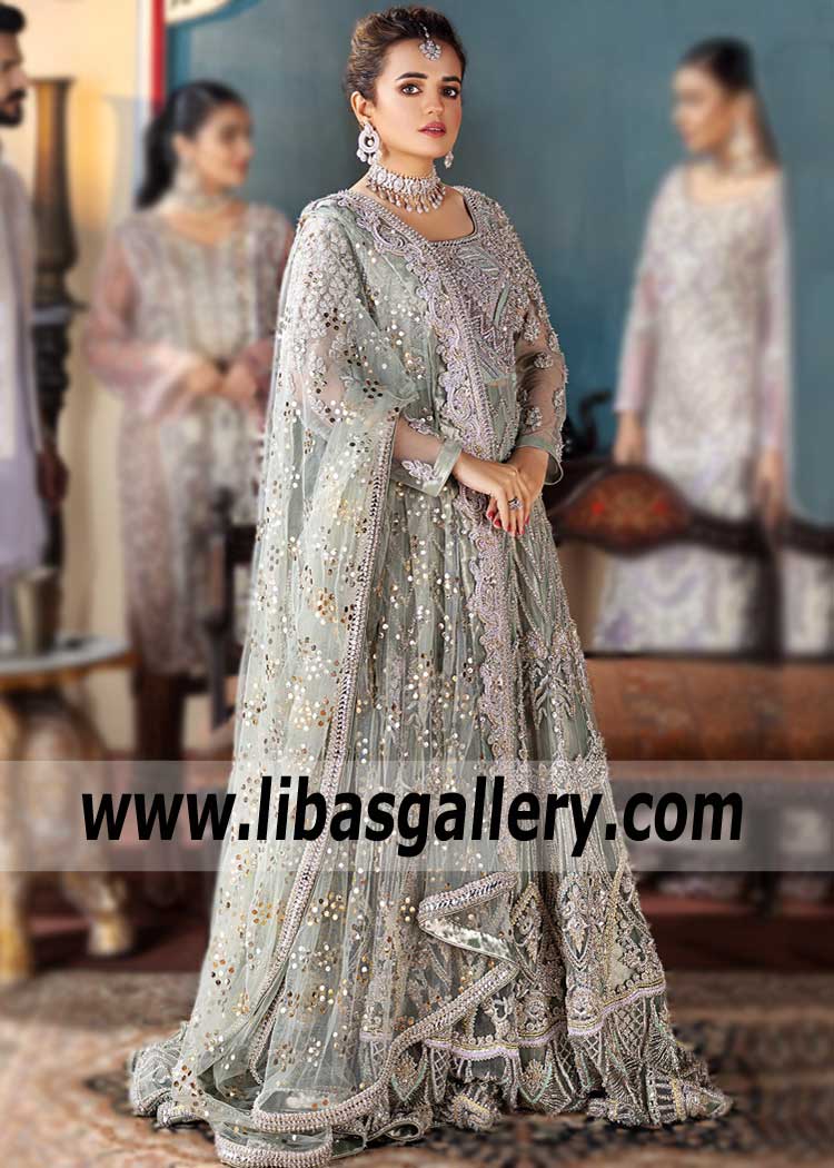 Pale Blue Gypsophila Wedding Maxi