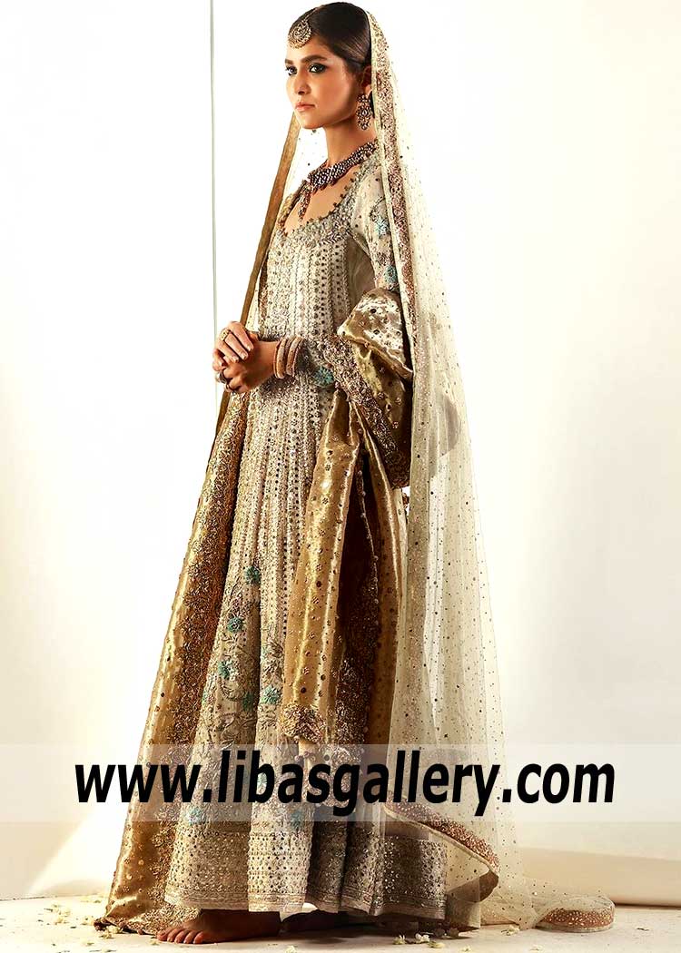 Traditional Heavy Embellished Motia Bridal Anarkali