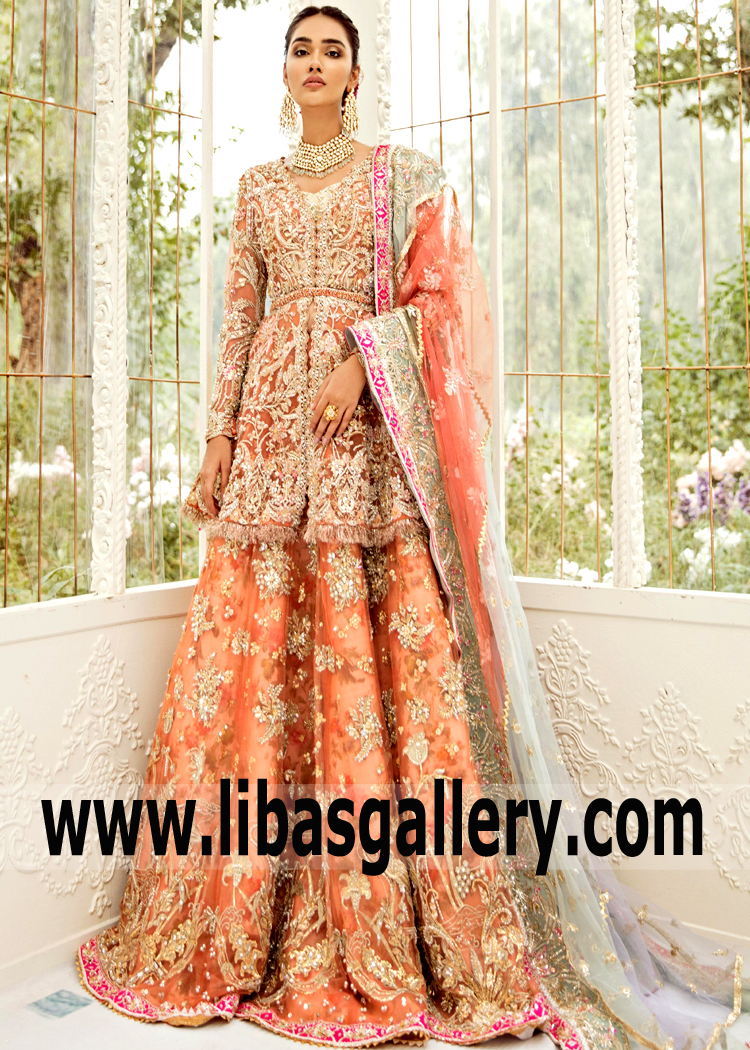 Tangerine Callalily Lehenga
