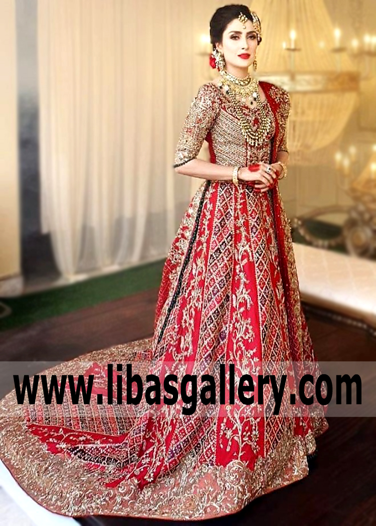 Alizarin crimson Brignole Lehenga