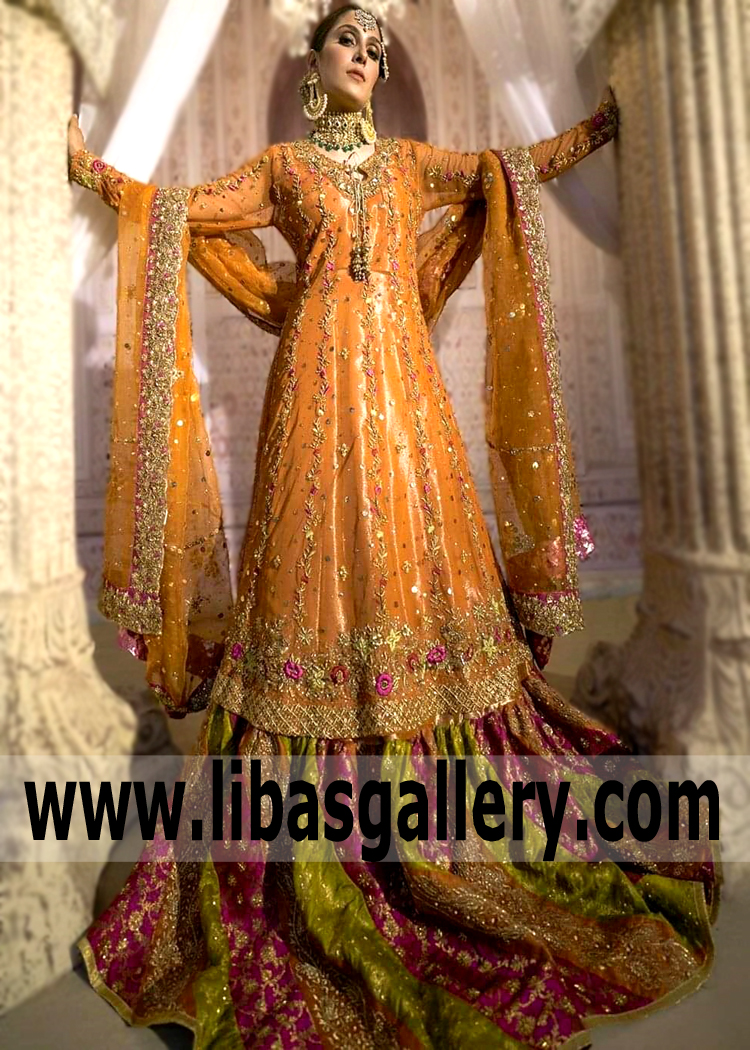 Deep Saffron Allium Lehenga