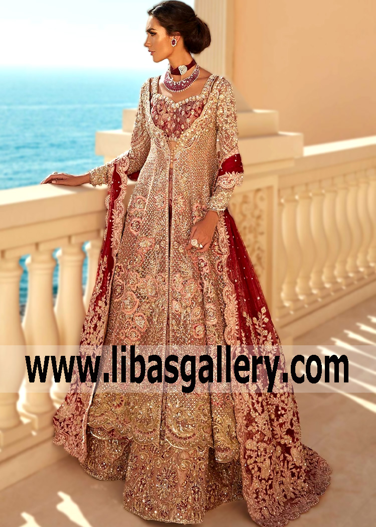 Romantic Faraz Manan Wedding dresses Ontario Canada Buy Pakistani Wedding Gown with Lehenga