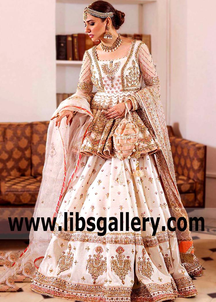 Off-White Monarda Peplum Lehenga