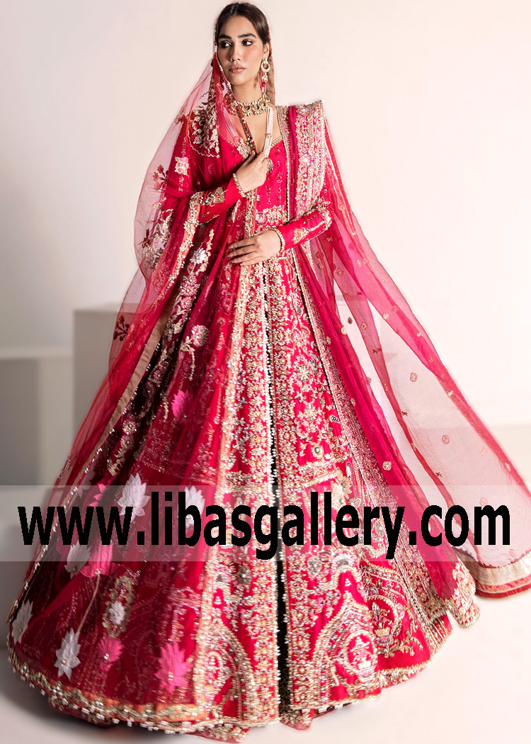 Vermilion Amaryllis Anarkali Gown