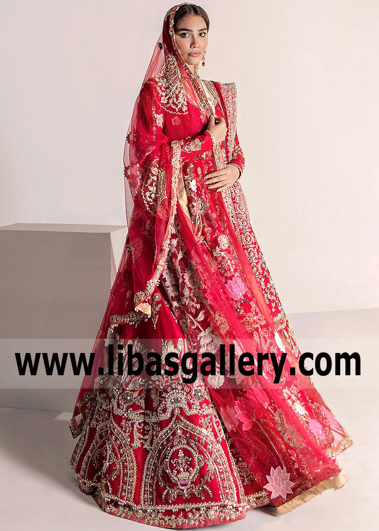 Vermilion Amaryllis Anarkali Gown