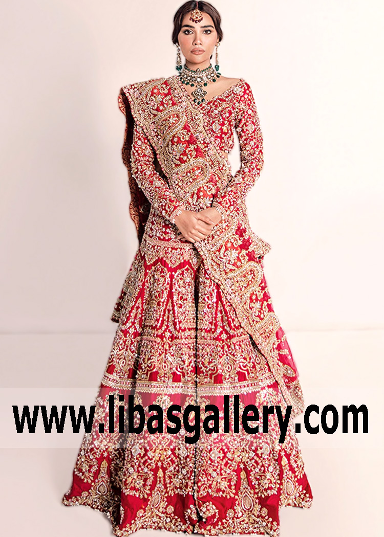 Classic Red Crocus Lehenga