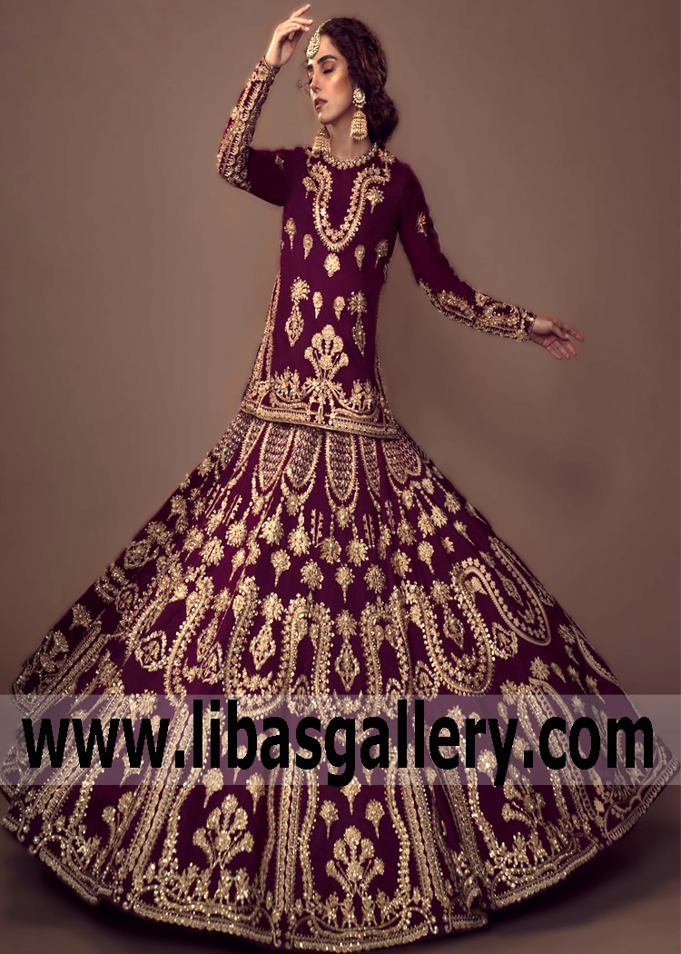 Tyrian Purple Lily Bridal Lehenga