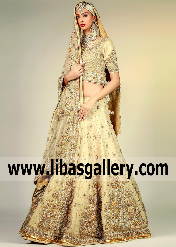 Blond Gladiolus Bridal Lehenga