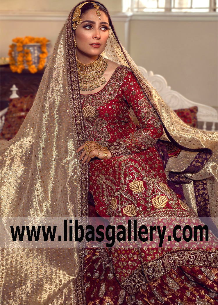 Dark Red Byzantium Lily Gharara