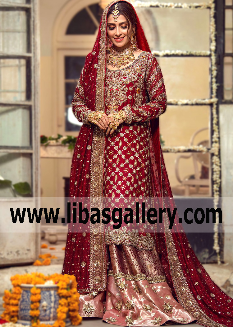 Luxurious Bridal Gharara Wichita Kansas USA Arabic Wedding Dresses Designer Bridal Gharara Shops Online