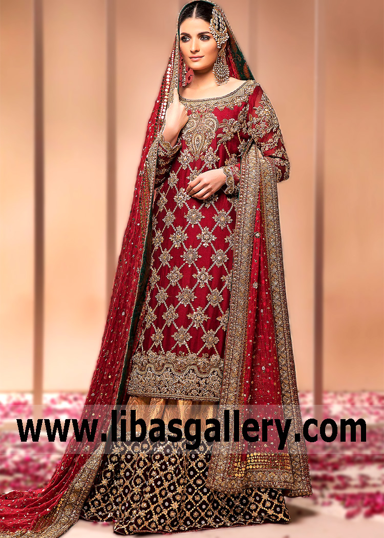 Traditional Maroon Bridal Lehenga UK USA Canada Buy Annus Abrar Bridal Dresses Pakistani Wedding Dresses