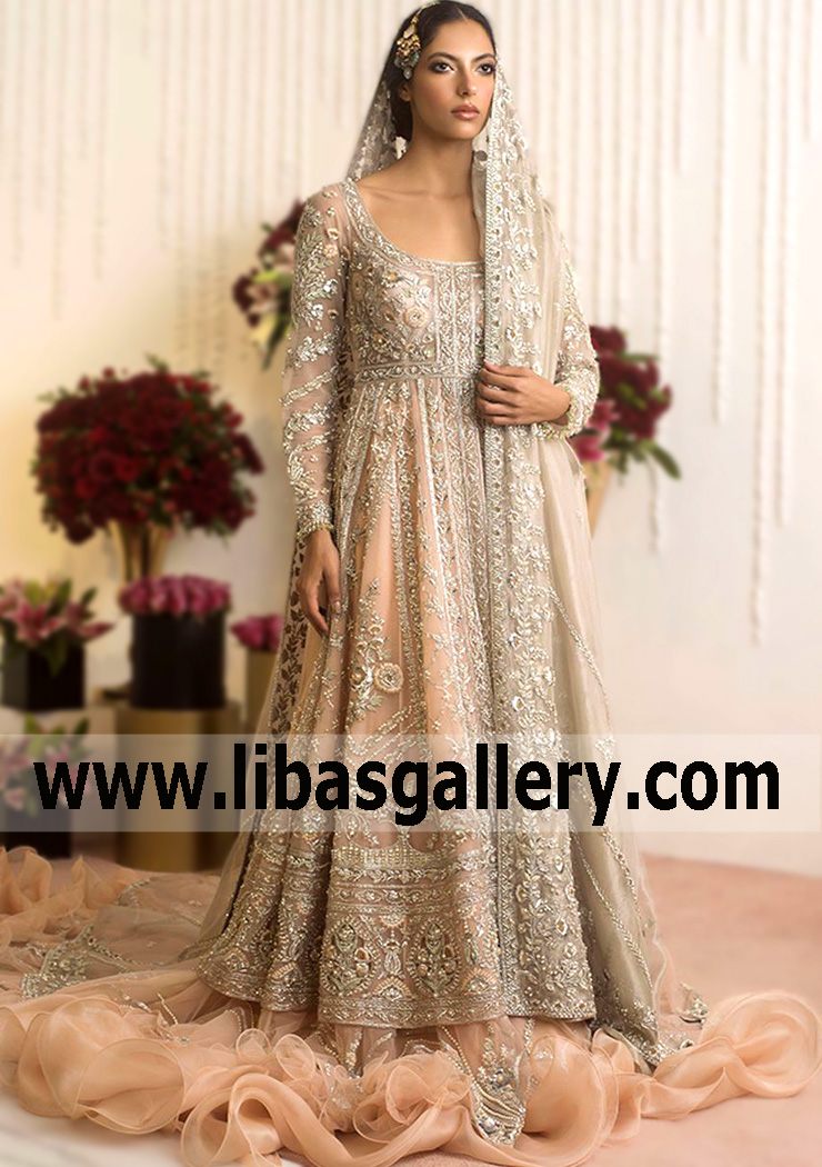 Peach Pearl Eustacia Bridal Lehenga for Walima