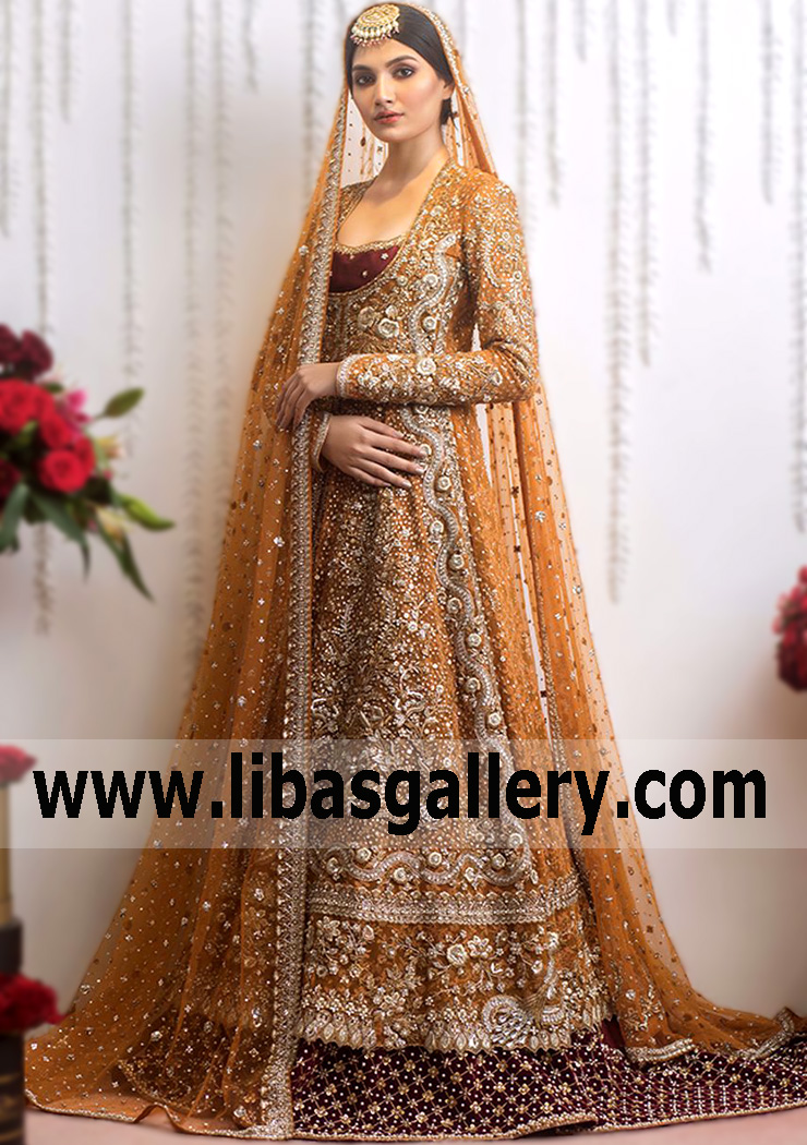 Bronze Bulgarian Rose Bridal Anarkali for Attractive Brides