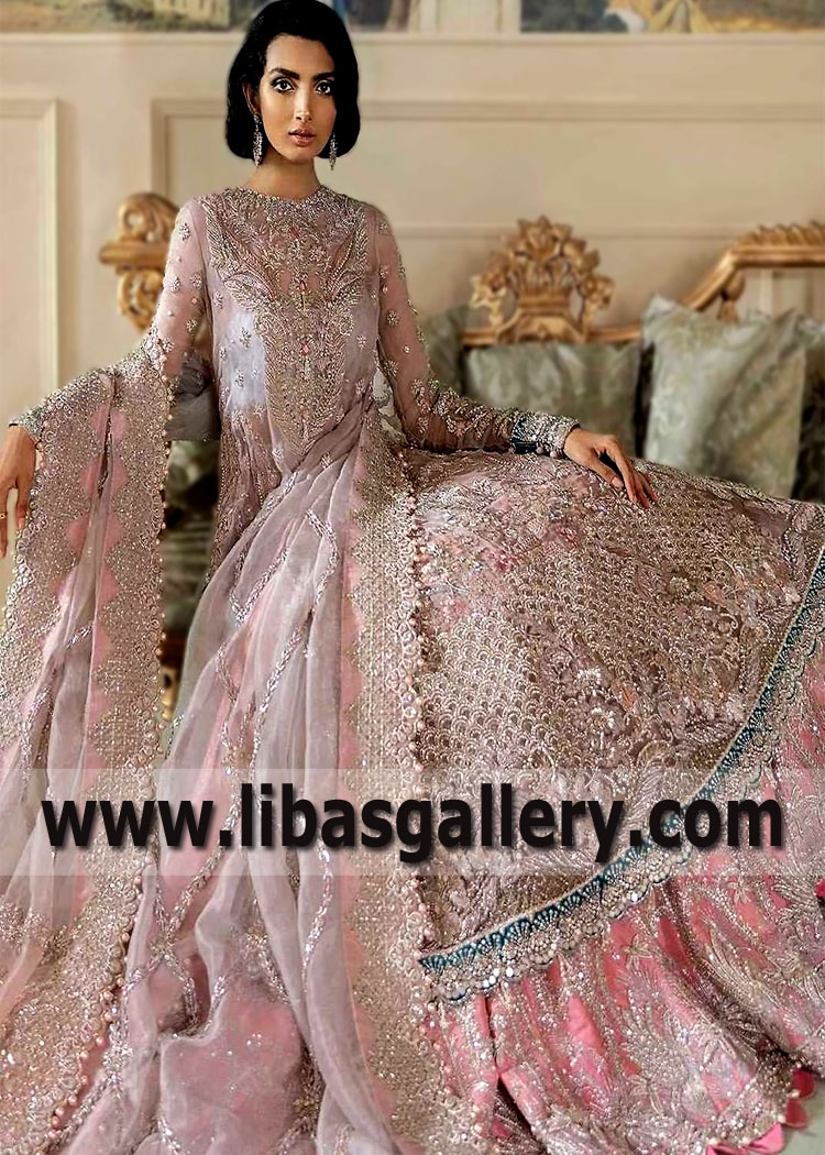 Grey Salmon Rigel Lehenga for Wedding Reception