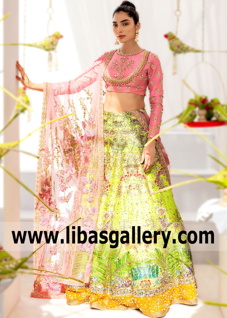 Fluorescent Green Brielle Bridal Lehenga