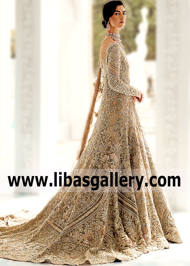 Tan Champagne Rian Wedding Gown
