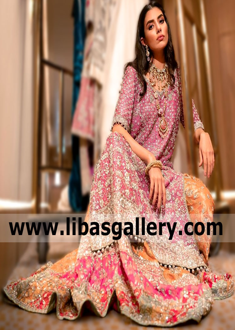 Bubble Gum Eloise Chatta Patti Wedding Lehenga