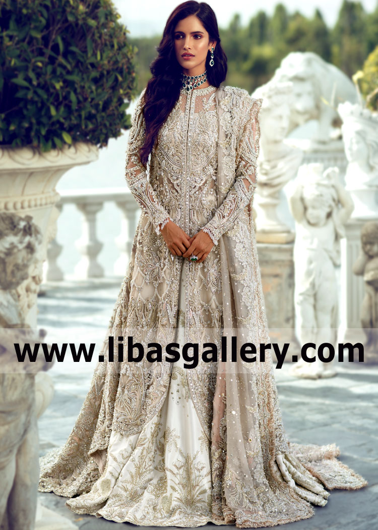 Latest Bridal Maxi for Reception Fairfield New Jersey USA Sana Yasir Walima Bridal Maxi Designs
