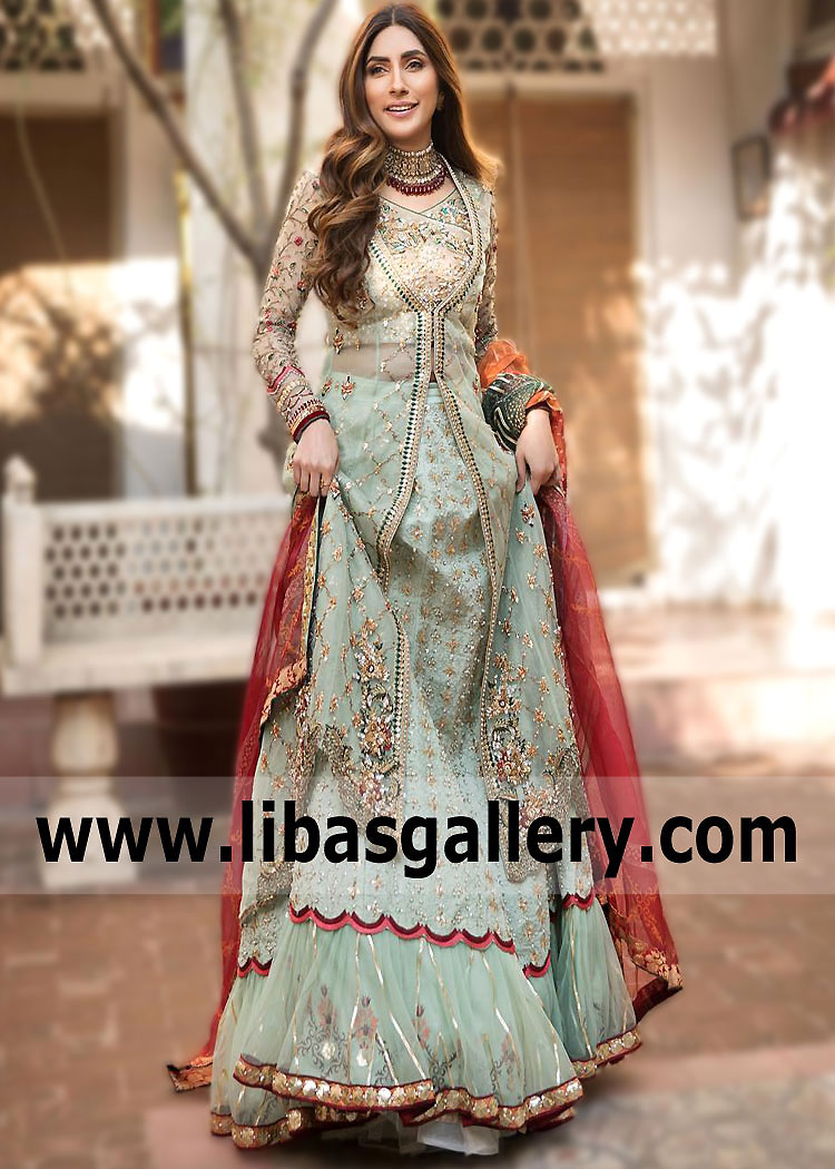 Pale Aqua Elara Bridal Lehenga