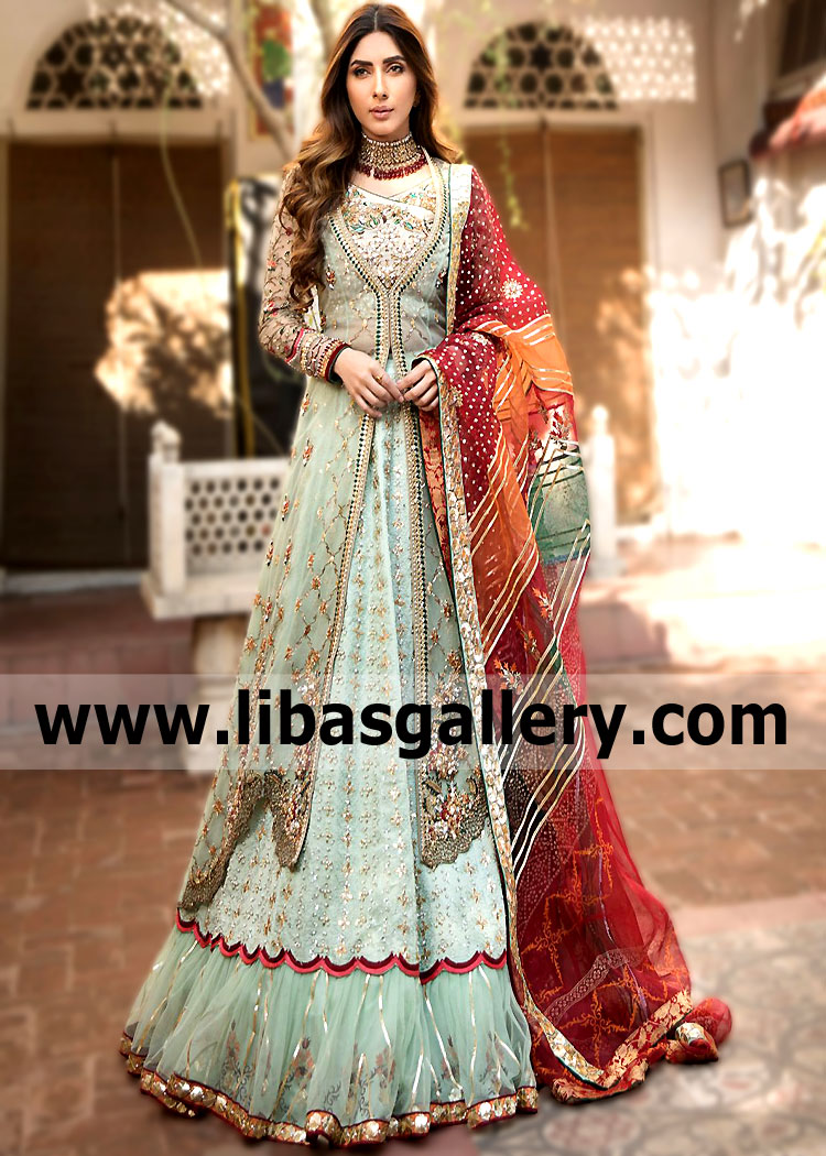 Pale Aqua Elara Bridal Lehenga