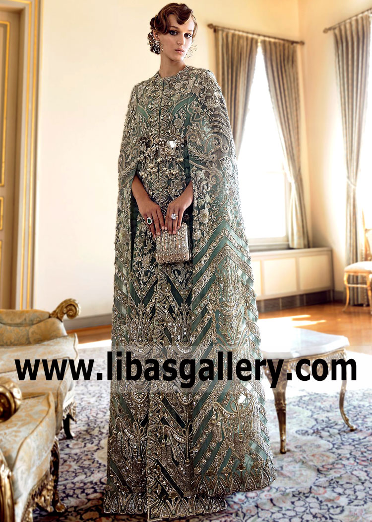 Persian Green Abelia Wedding Kaftan