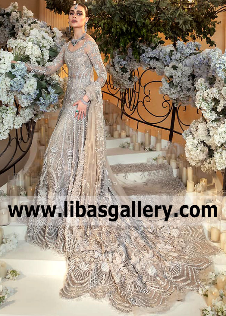 Dusty Ivory Clematis Fishtail Wedding Gown