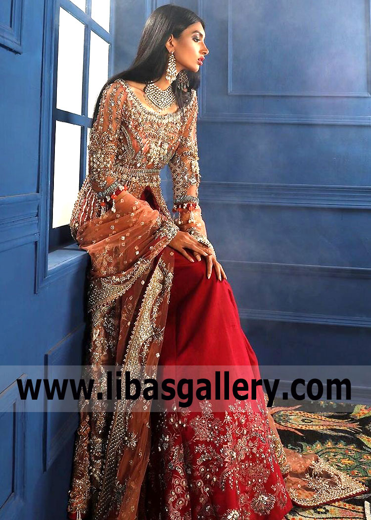 Pink Orange Disa Wedding Peshwas