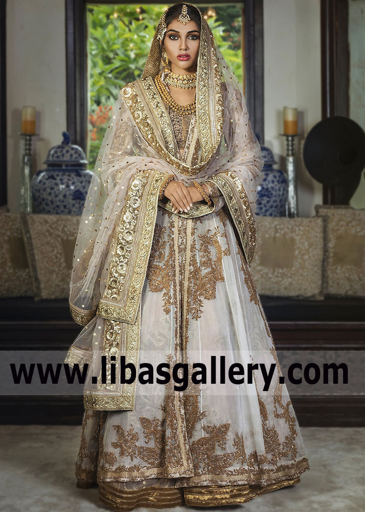White Nymphea Bridal Gown with Lehenga