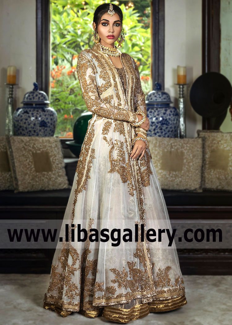 White Nymphea Bridal Gown with Lehenga