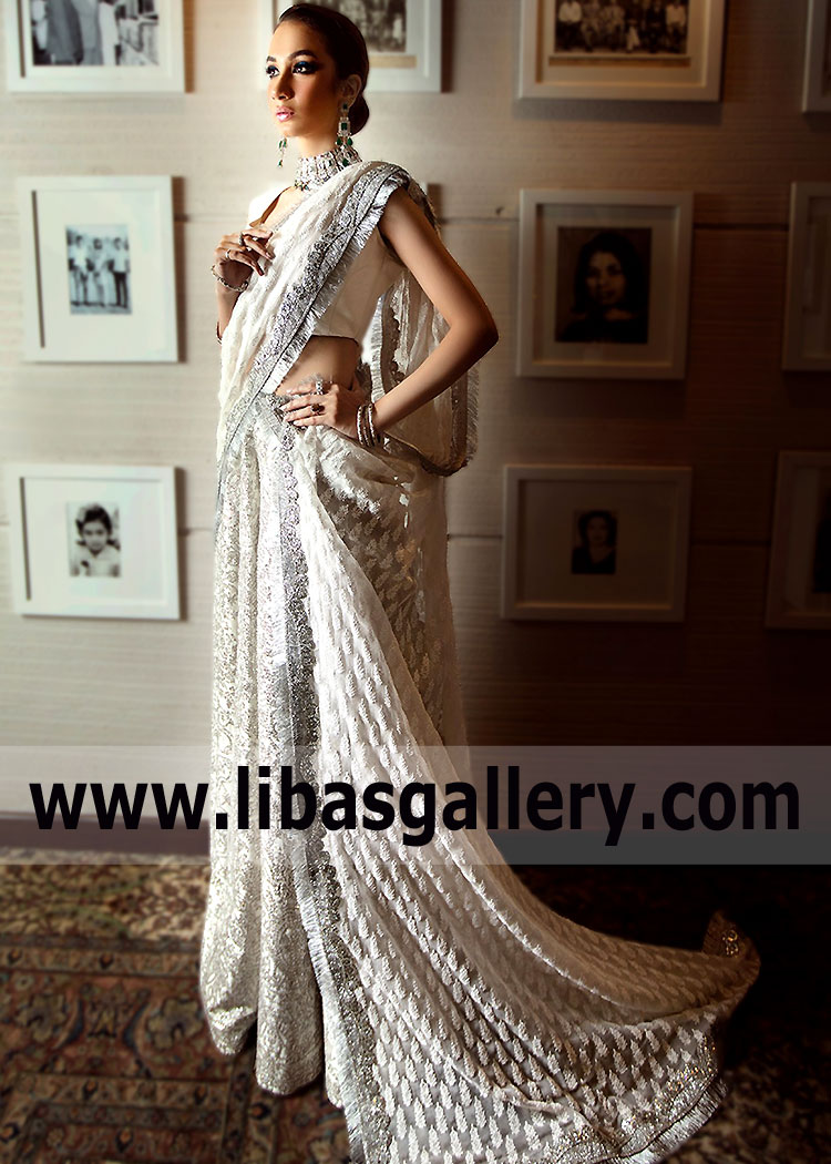 Off White Myrtus Designer Lehenga