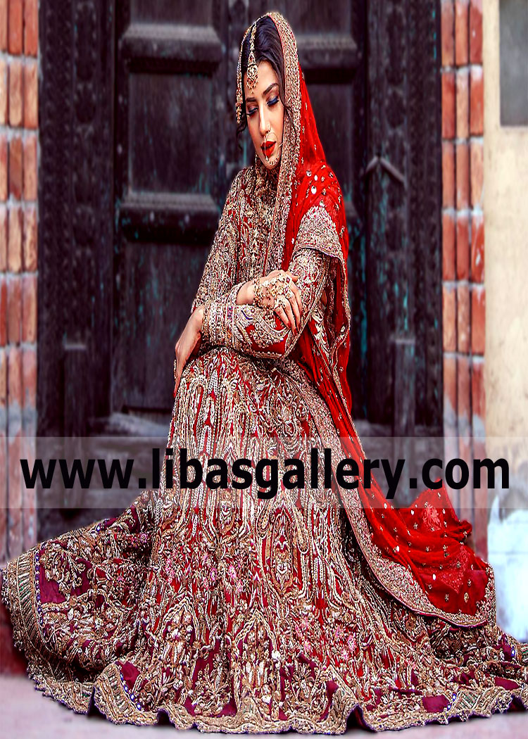Cornell Red Alcea Wedding Lehenga